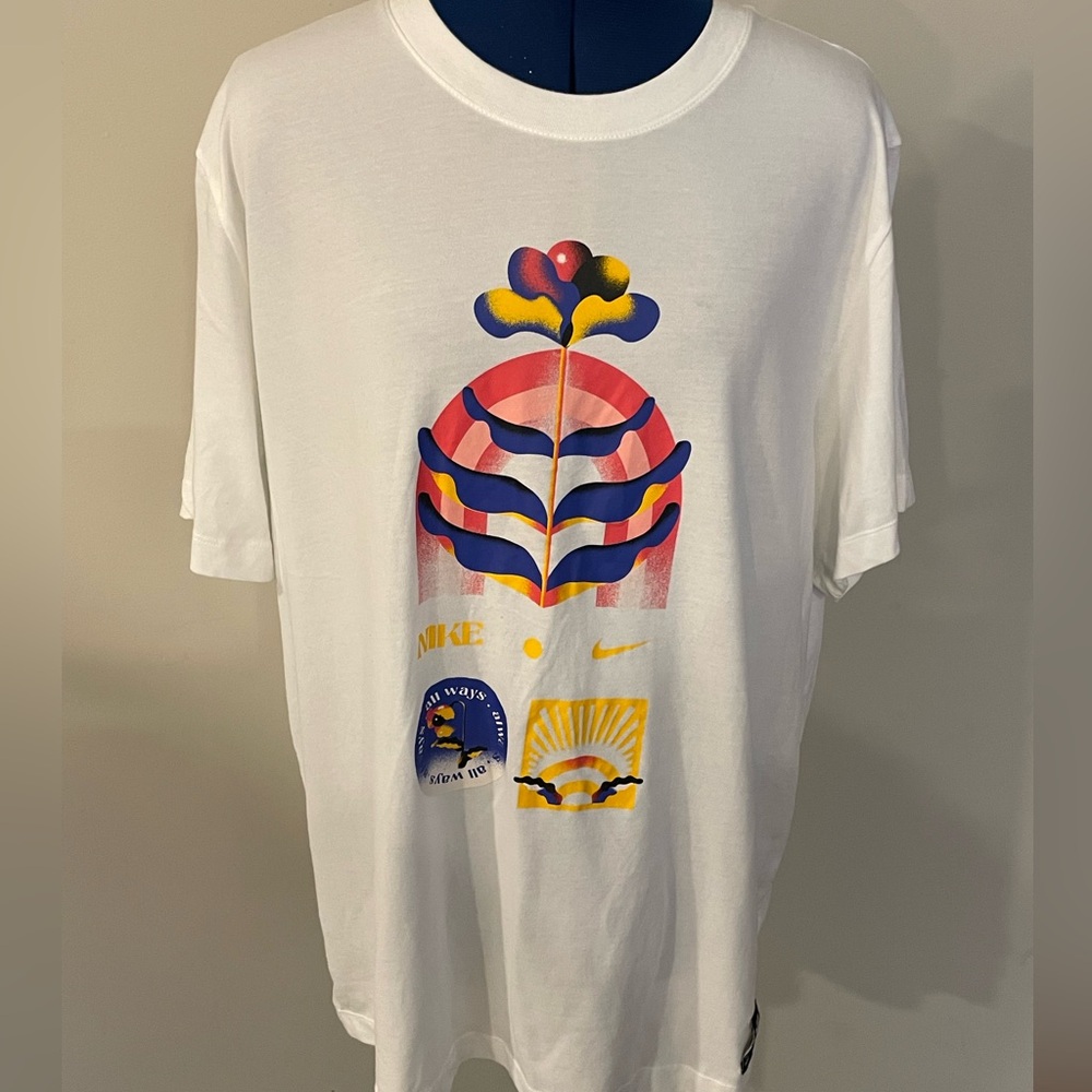 Nike White Tee with Vibrant Graphic